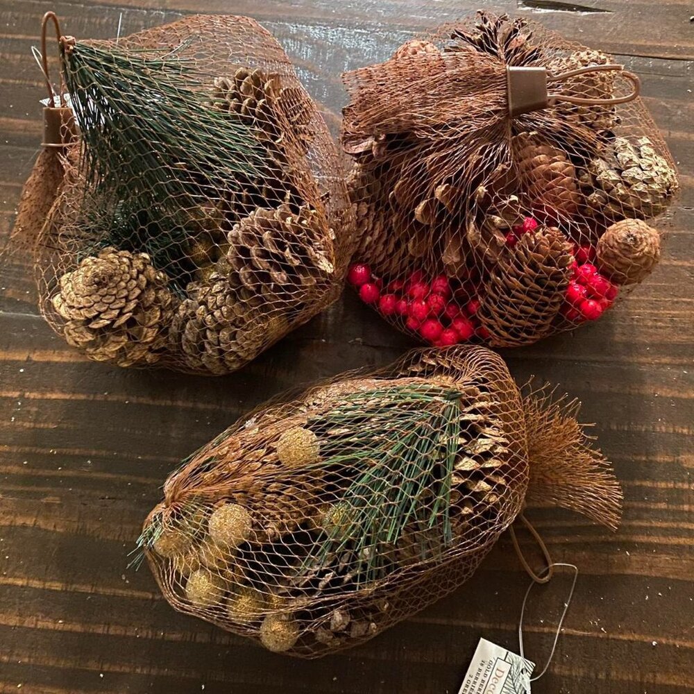 3 bundles of pinecone/winter decor